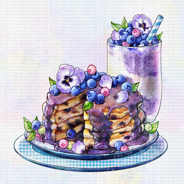 Blueberry Breakfast Pancakes & Smoothie, 2021