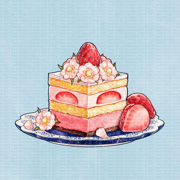 Strawberry tea cake, 2021.