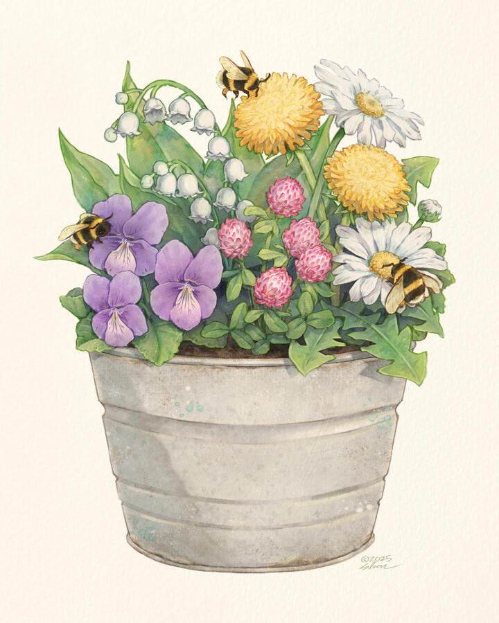 Inspired by wildflowers and pollinators/bumblebees. 2025